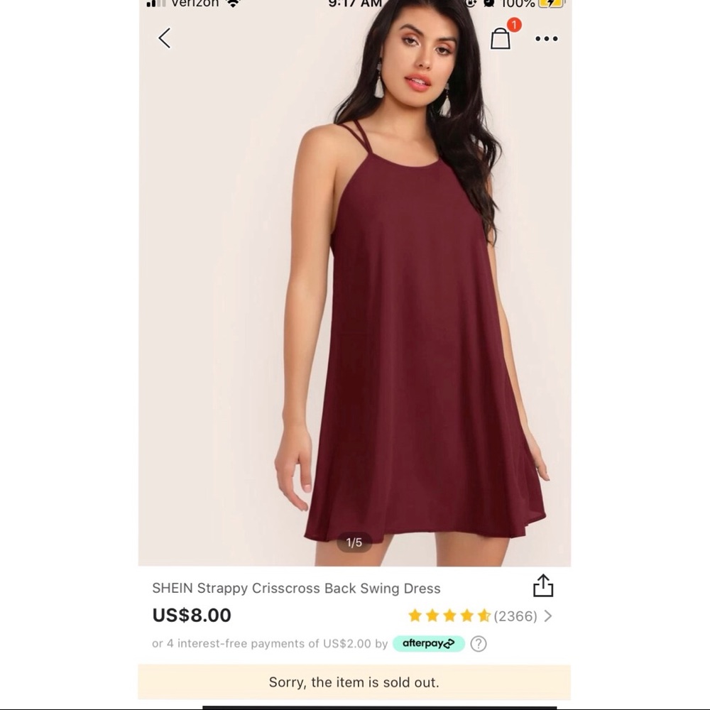 3for $15:NWOT Strapped Crisscross Back Swing Dress